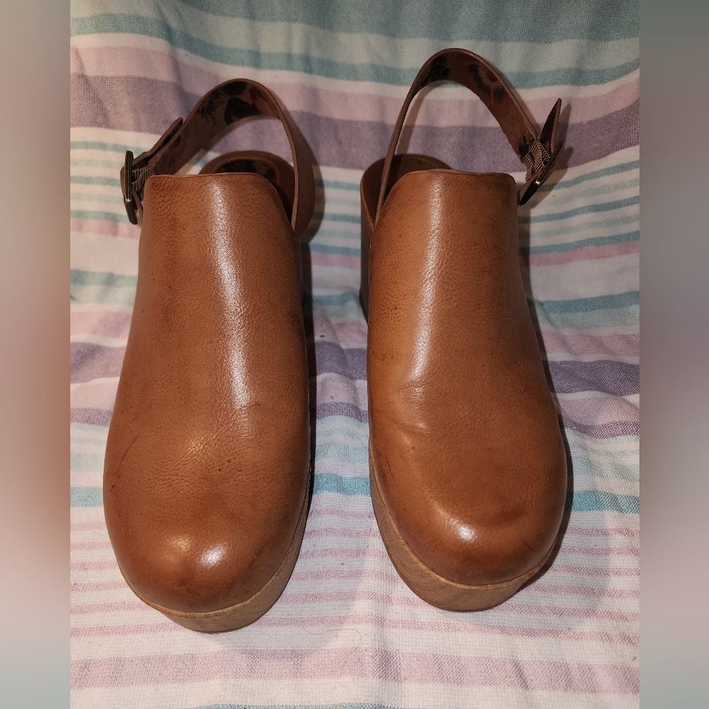 Brown Leather Clogs